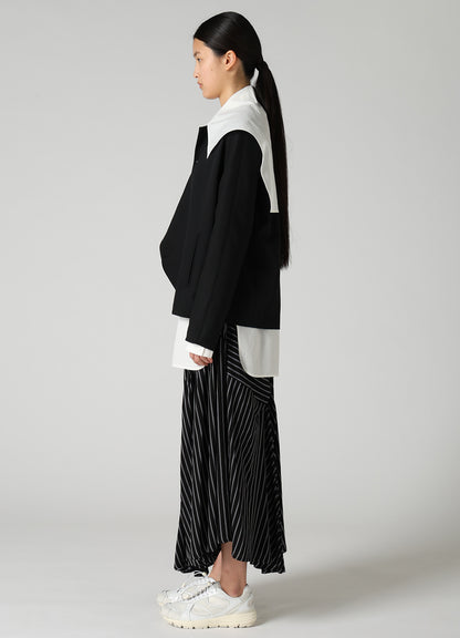 WOOL GABARDINE COLLARLESS JACKED