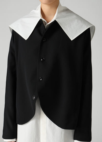 WOOL GABARDINE COLLARLESS JACKED