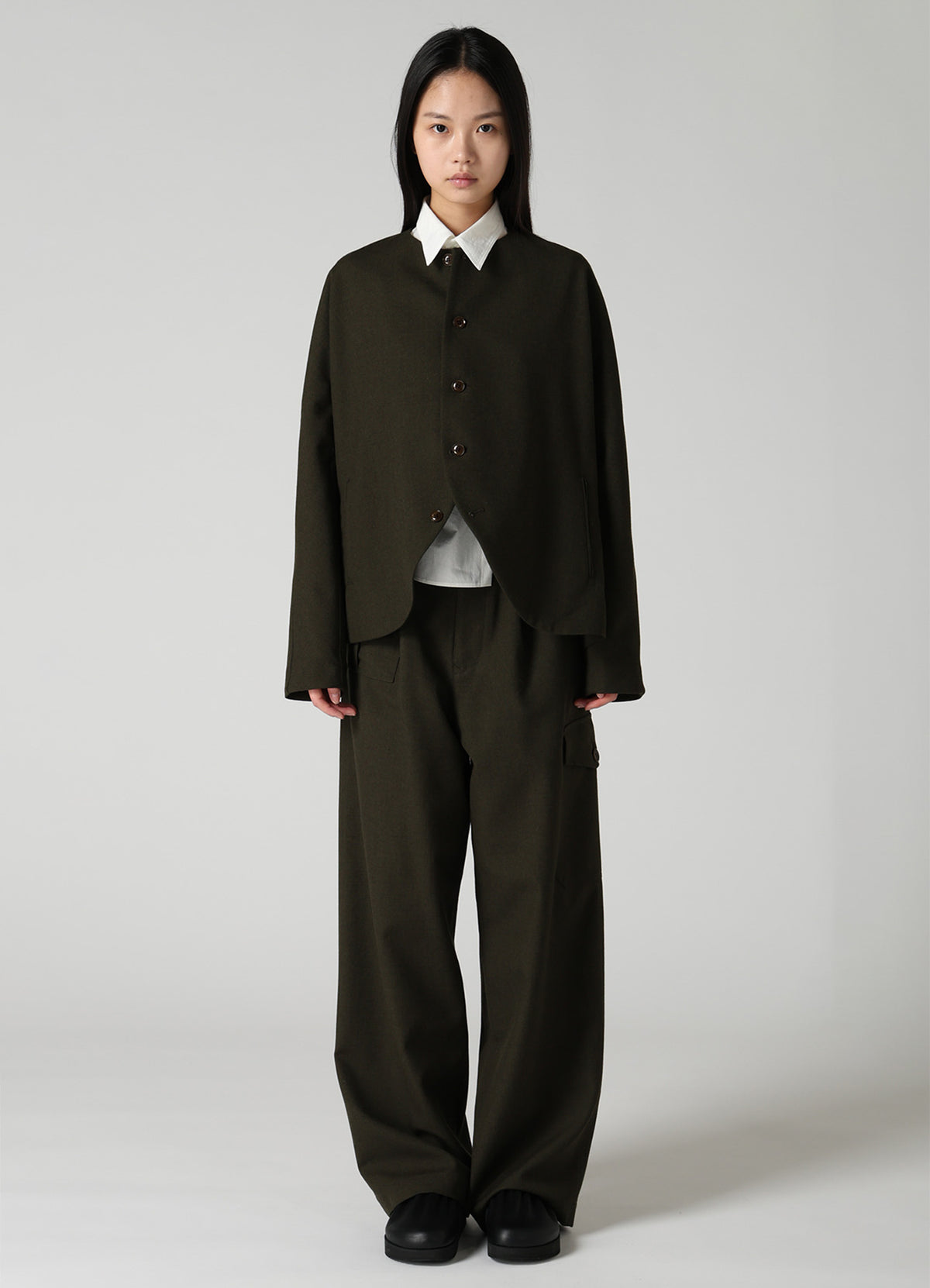 VINTAGE MILITARY SERGE COLLARLESS JACKET