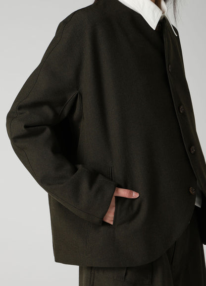 VINTAGE MILITARY SERGE COLLARLESS JACKET