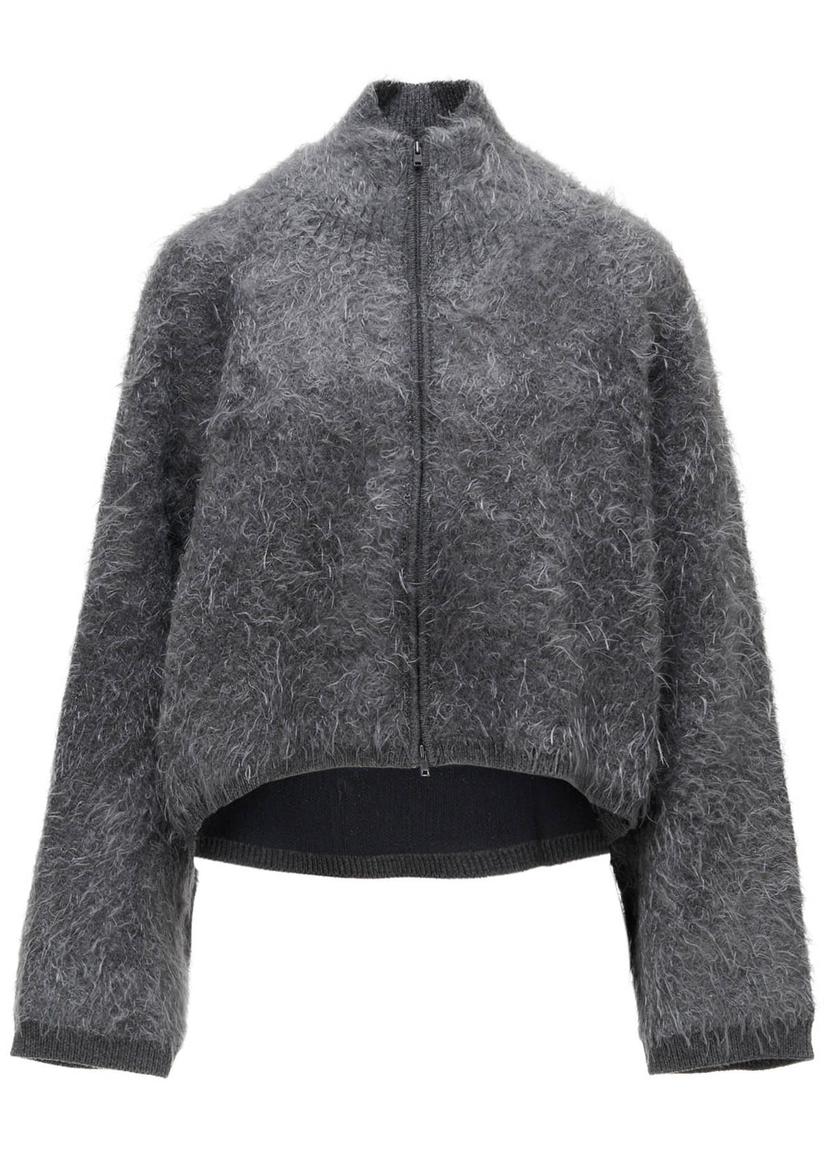MOHAIR SHAGGY ZIP-UP CARDIGAN
