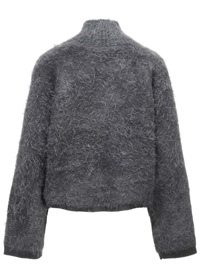 MOHAIR SHAGGY ZIP-UP CARDIGAN