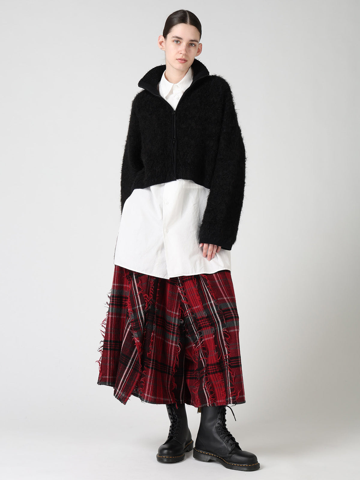 MOHAIR SHAGGY ZIP-UP CARDIGAN