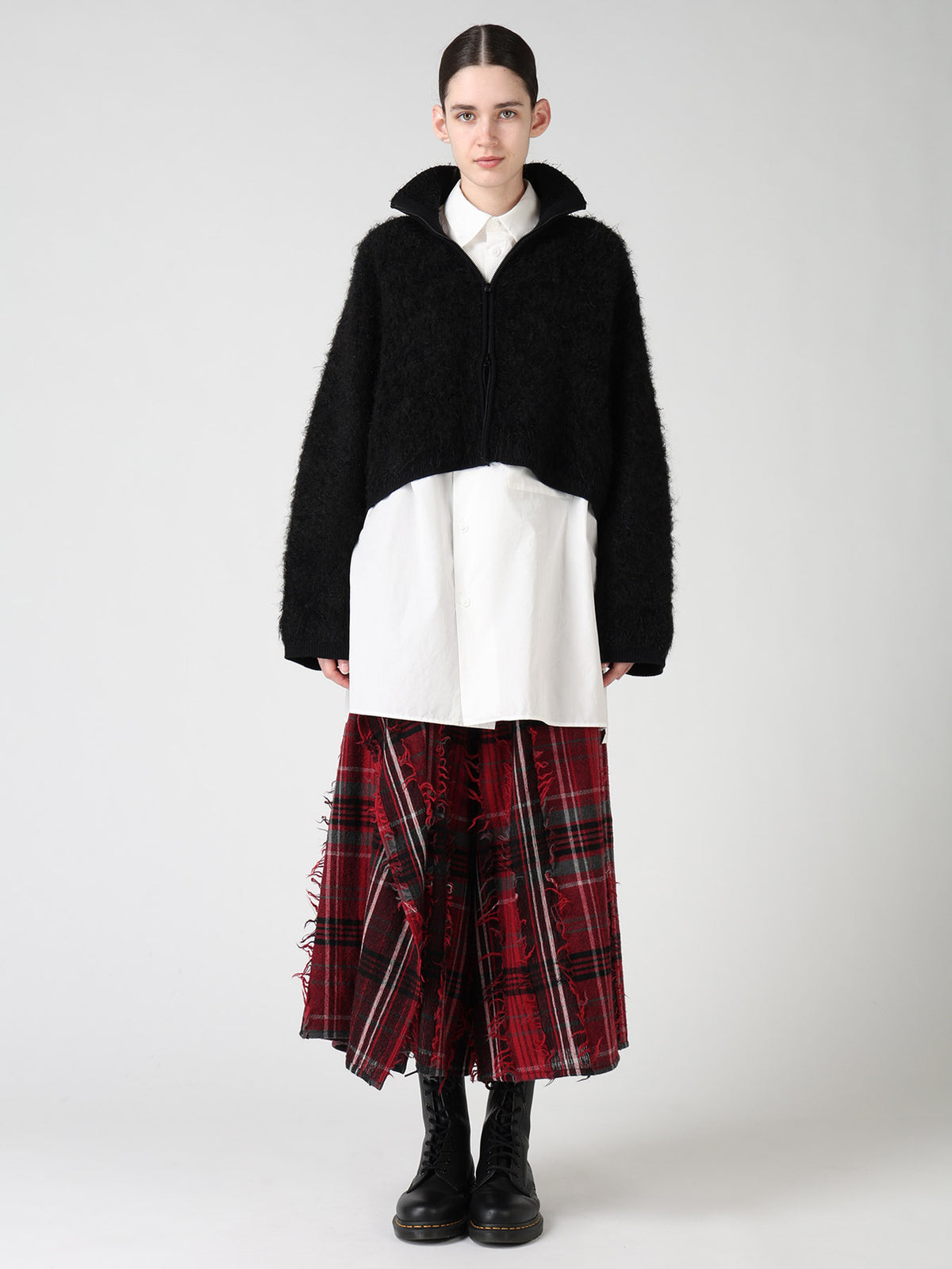 MOHAIR SHAGGY ZIP-UP CARDIGAN