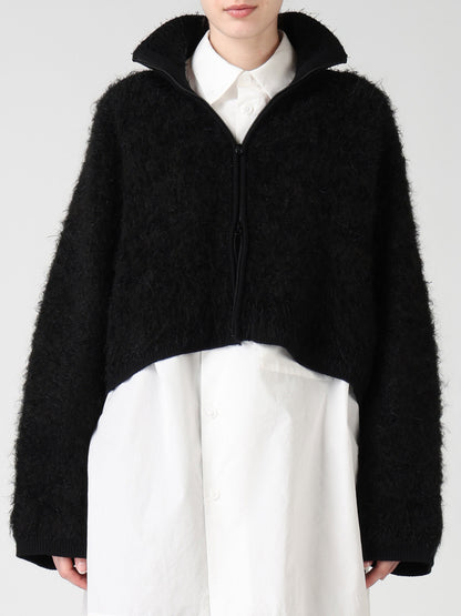 MOHAIR SHAGGY ZIP-UP CARDIGAN