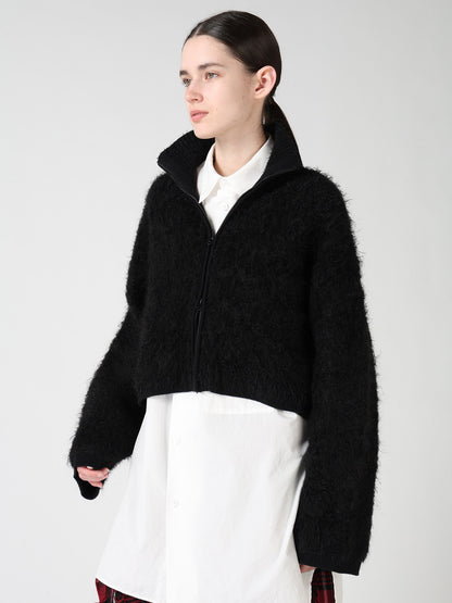 MOHAIR SHAGGY ZIP-UP CARDIGAN