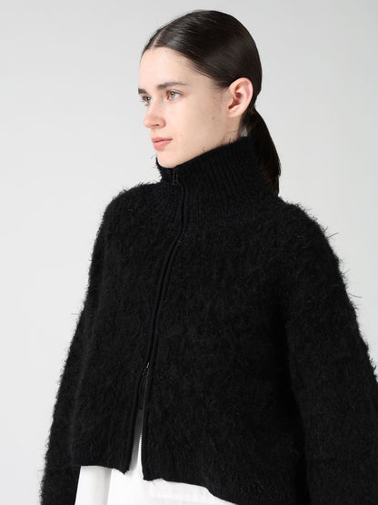 MOHAIR SHAGGY ZIP-UP CARDIGAN