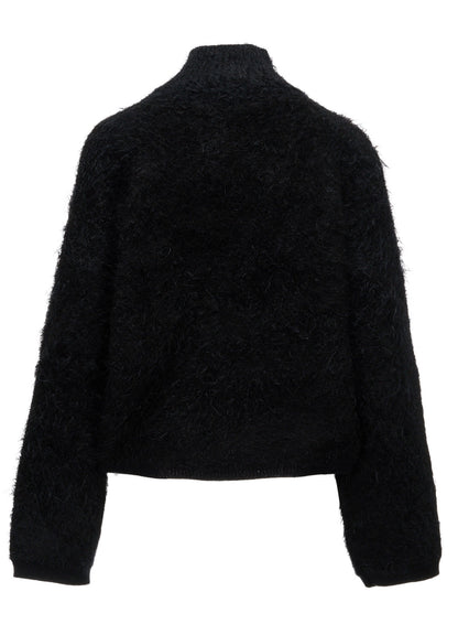 MOHAIR SHAGGY ZIP-UP CARDIGAN