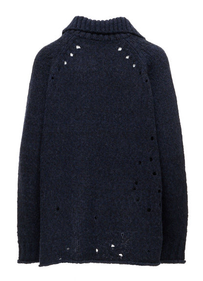 SLUB JERSEY EYELET SKIPPER-COLLAR PULLOVER