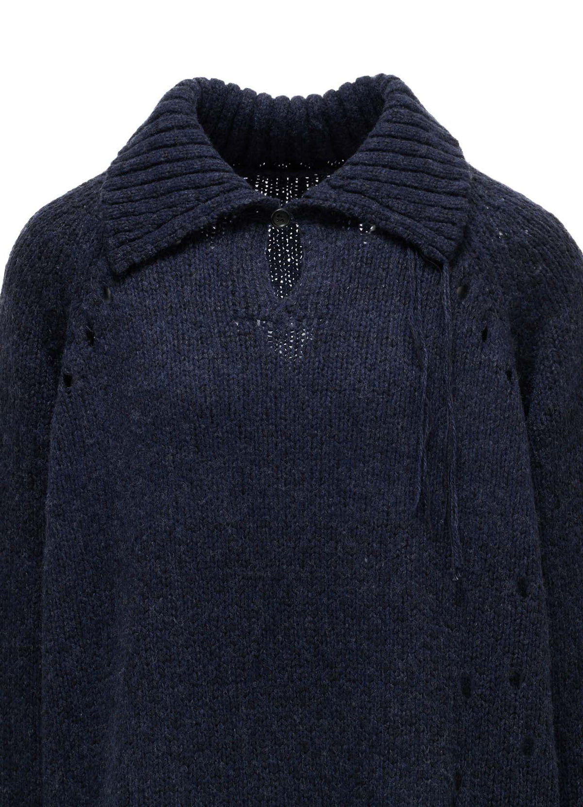 SLUB JERSEY EYELET SKIPPER-COLLAR PULLOVER