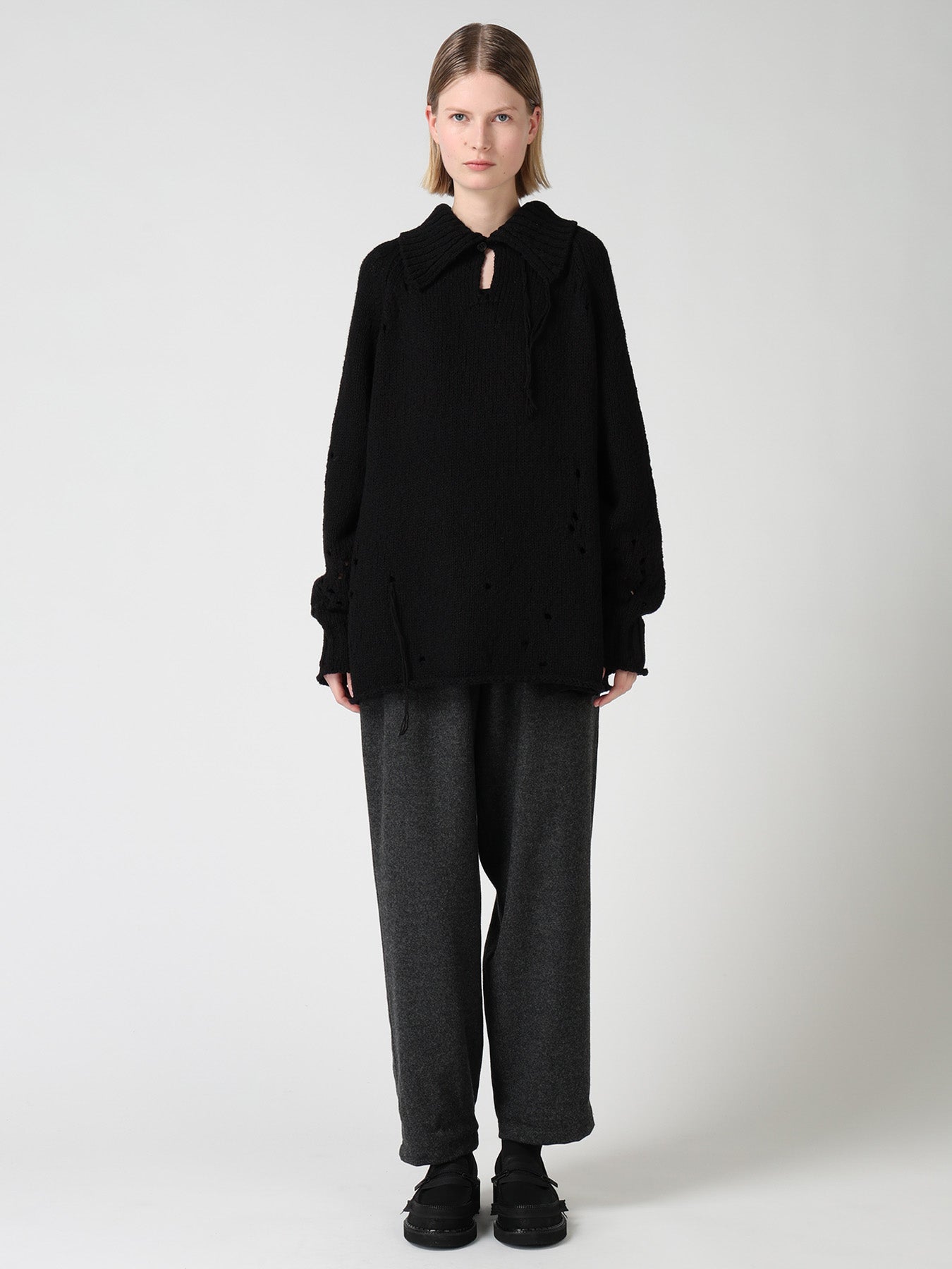 SLUB JERSEY EYELET SKIPPER-COLLAR PULLOVER – THE SHOP YOHJI YAMAMOTO