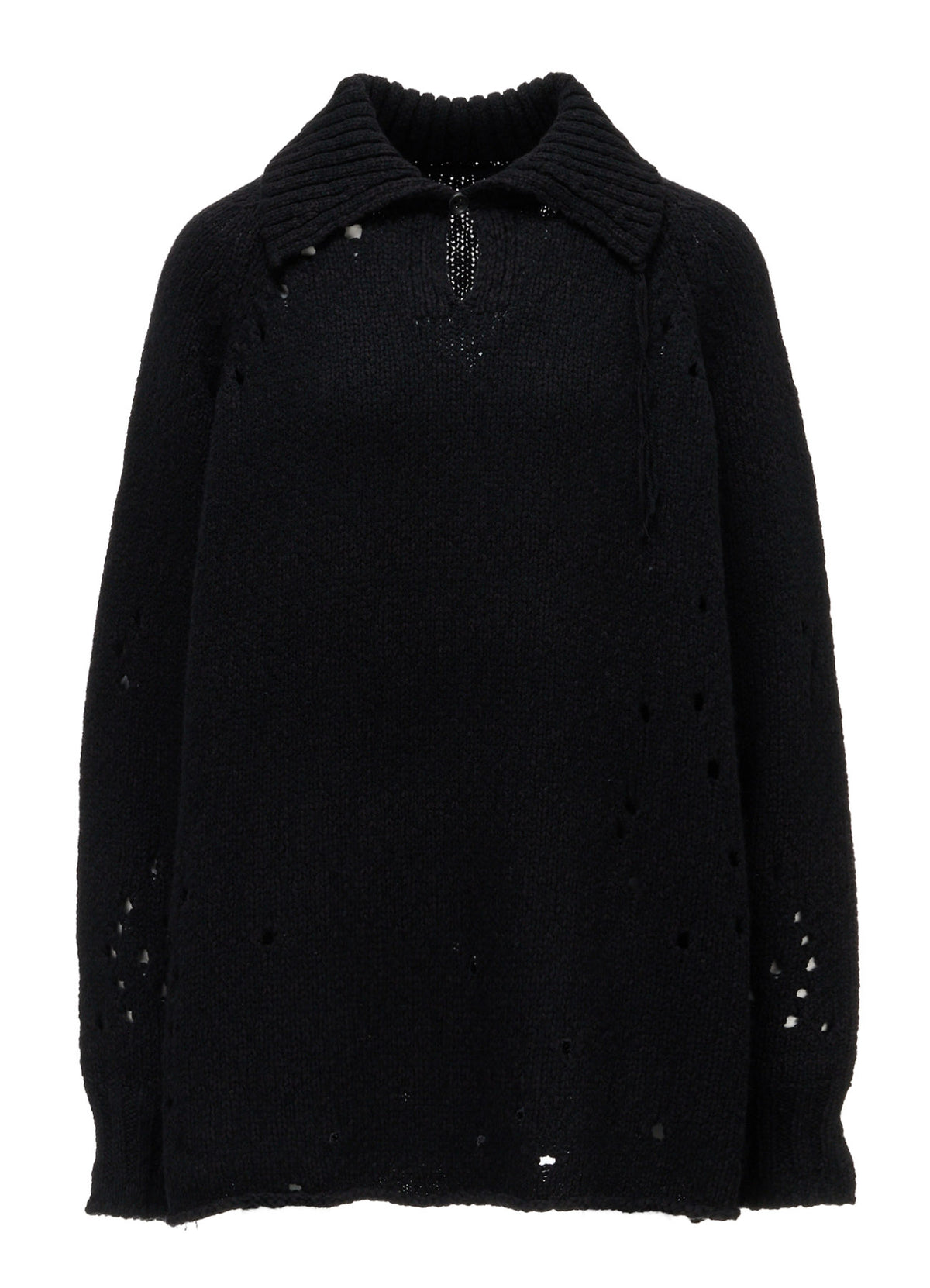 SLUB JERSEY EYELET SKIPPER-COLLAR PULLOVER