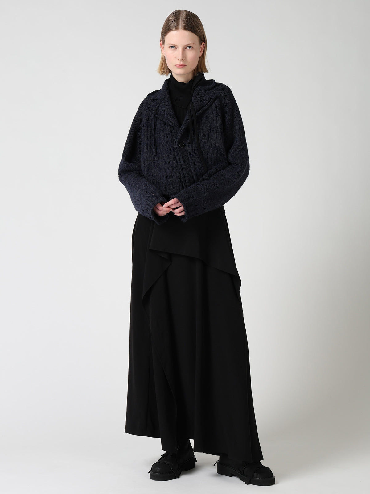 SLUB JERSEY EYELET DOUBLE-COLLAR TAILOR JACKET
