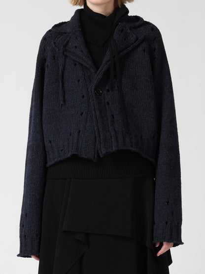 SLUB JERSEY EYELET DOUBLE-COLLAR TAILOR JACKET