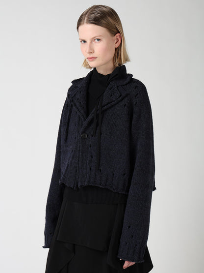 SLUB JERSEY EYELET DOUBLE-COLLAR TAILOR JACKET
