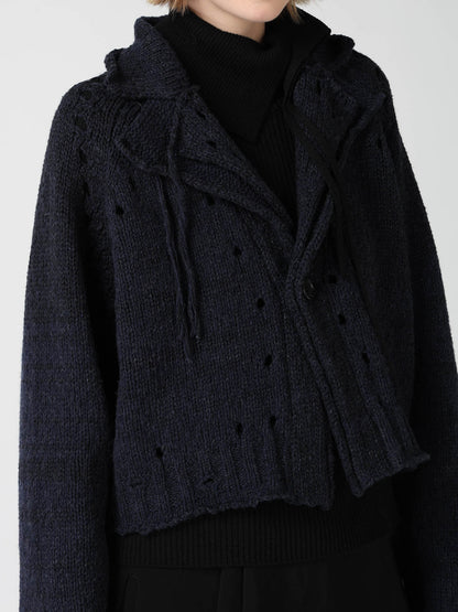 SLUB JERSEY EYELET DOUBLE-COLLAR TAILOR JACKET