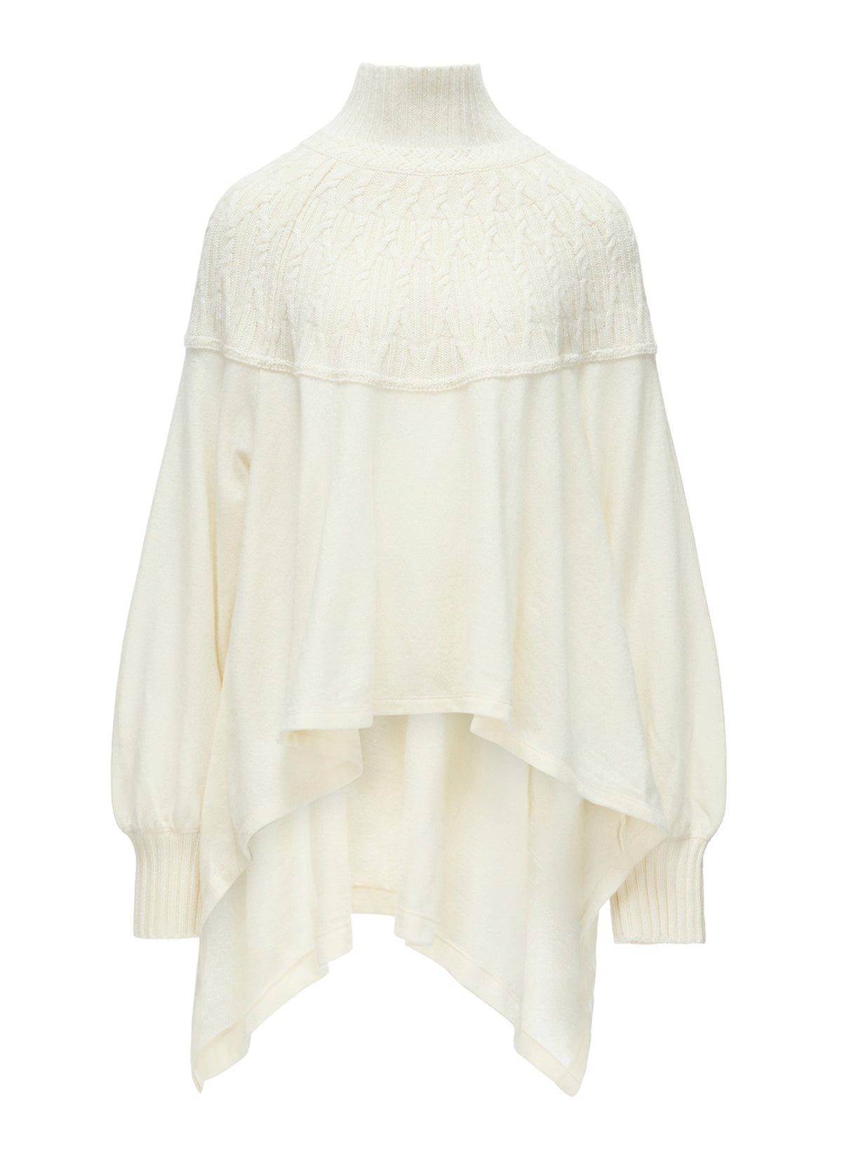 ROUND YOKE HIGH NECK FLARE PULLOVER