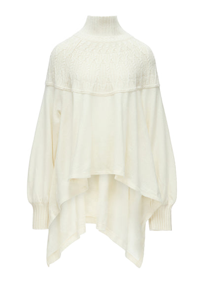 ROUND YOKE HIGH NECK FLARE PULLOVER