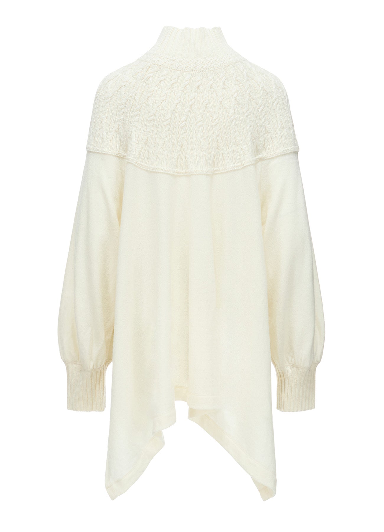 ROUND YOKE HIGH NECK FLARE PULLOVER