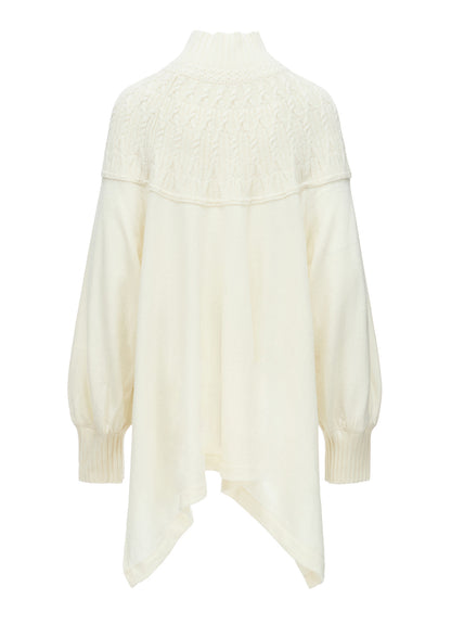 ROUND YOKE HIGH NECK FLARE PULLOVER