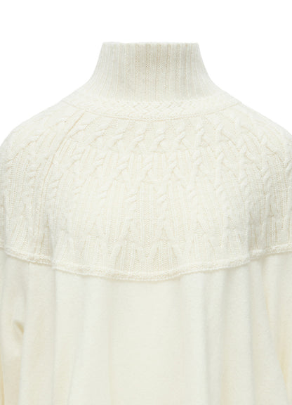 ROUND YOKE HIGH NECK FLARE PULLOVER