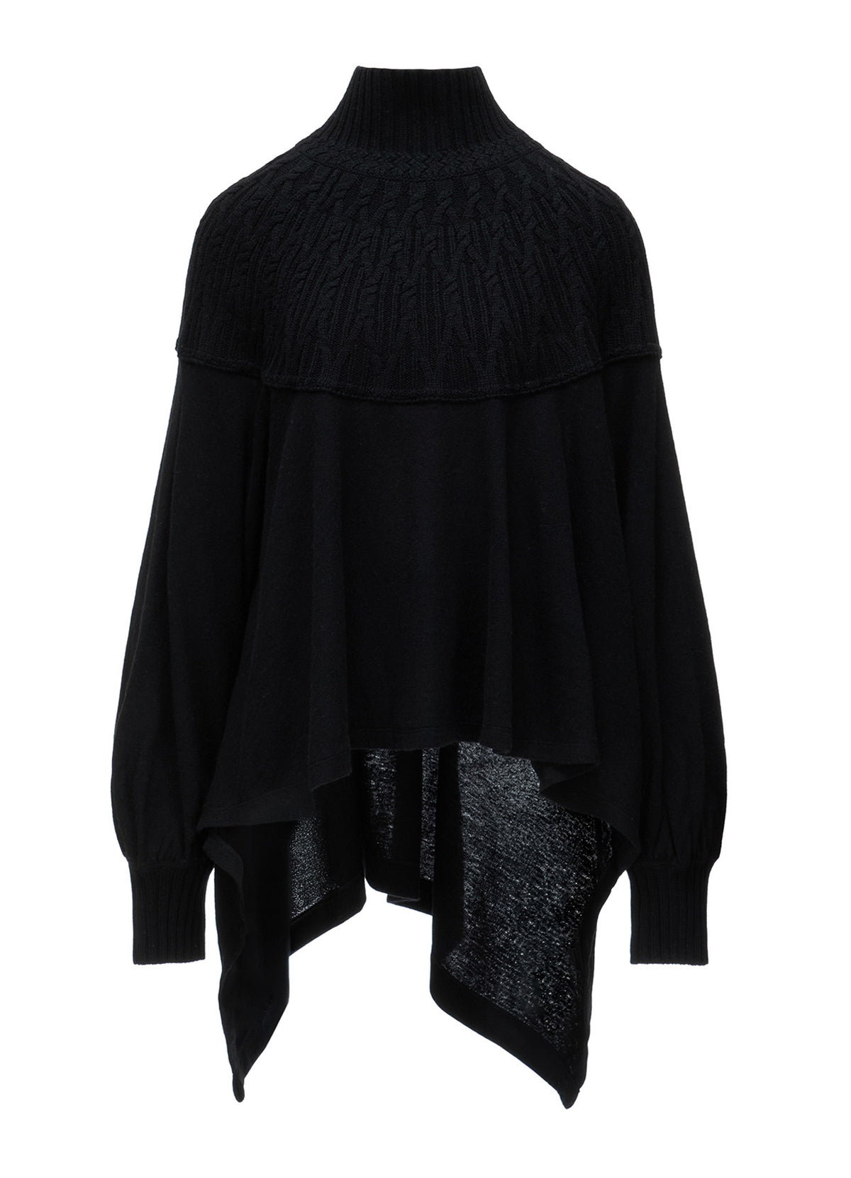 ROUND YOKE HIGH NECK FLARE PULLOVER