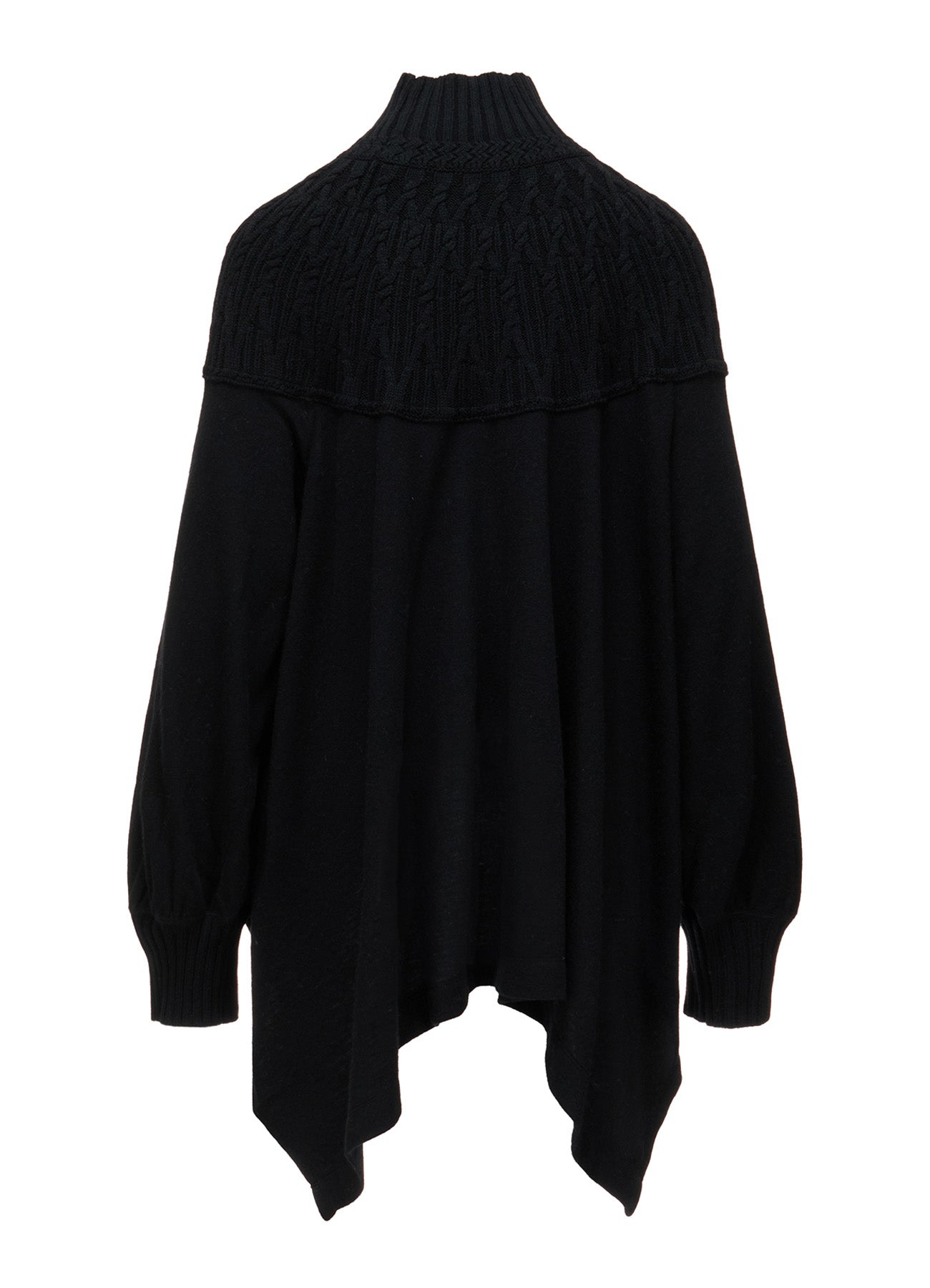 ROUND YOKE HIGH NECK FLARE PULLOVER