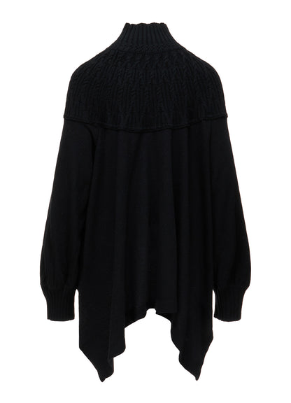 ROUND YOKE HIGH NECK FLARE PULLOVER