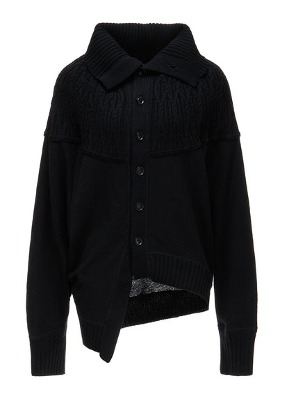 ROUND YOKE ARRANGED CARDIGAN