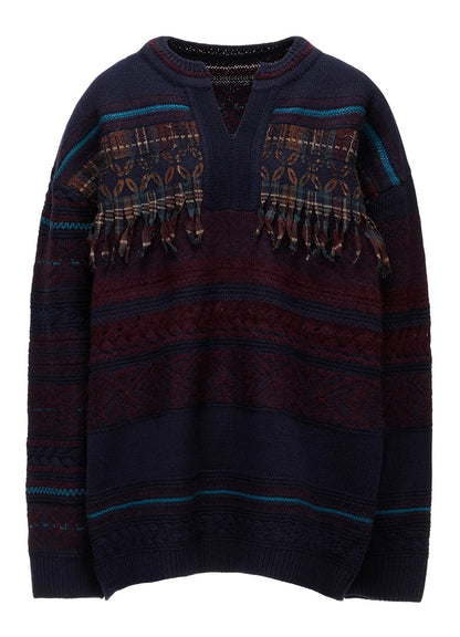 TYROLEAN JACQUARD HENLEY NECK PULLOVER