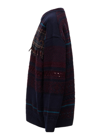 TYROLEAN JACQUARD HENLEY NECK PULLOVER