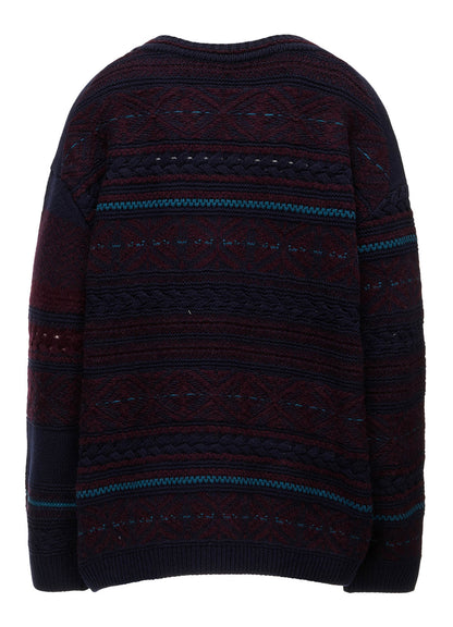 TYROLEAN JACQUARD HENLEY NECK PULLOVER