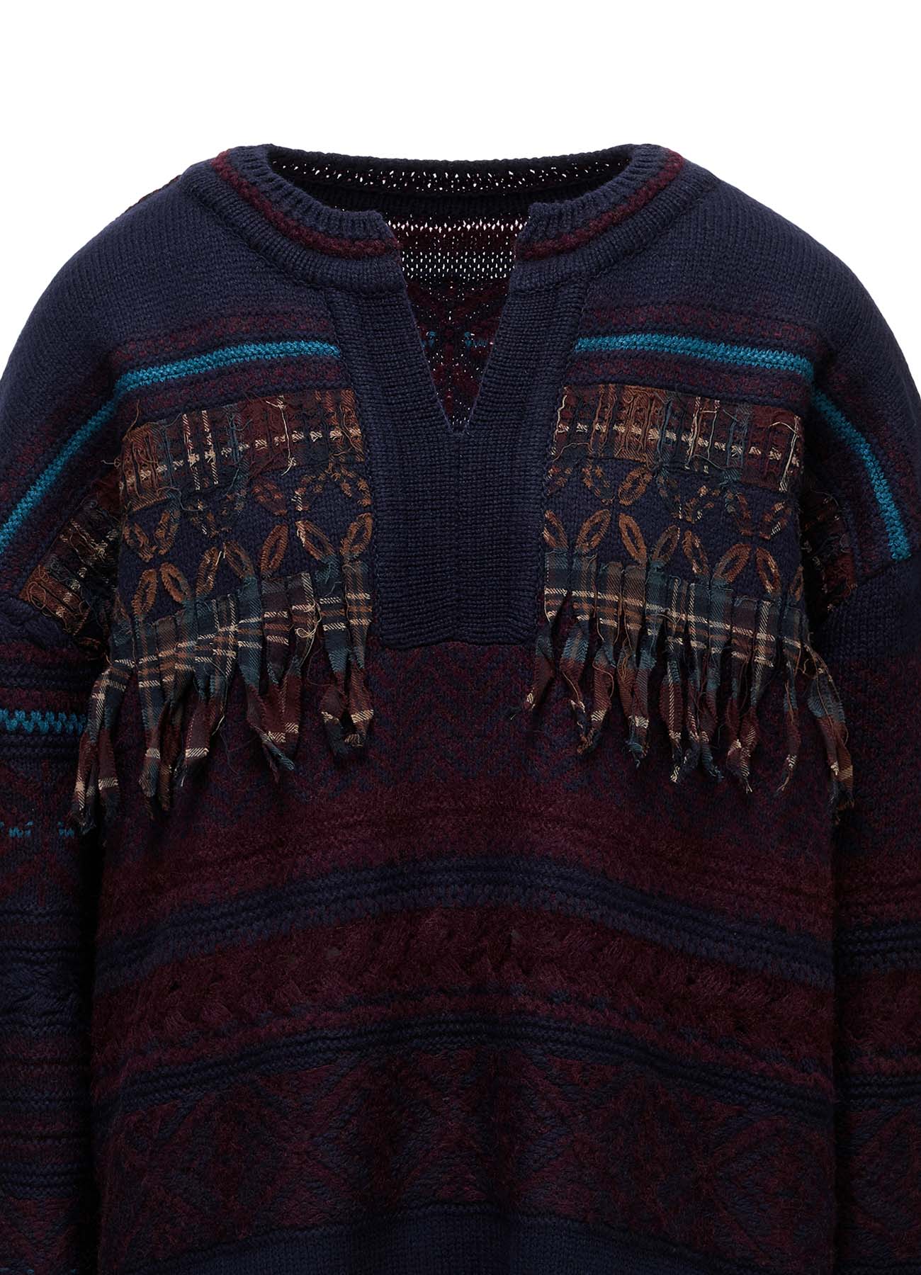 TYROLEAN JACQUARD HENLEY NECK PULLOVER