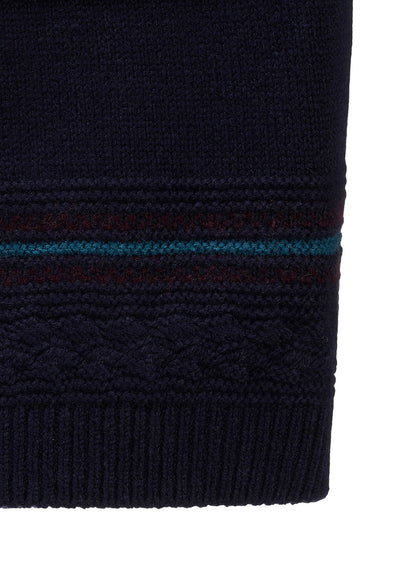 TYROLEAN JACQUARD HENLEY NECK PULLOVER