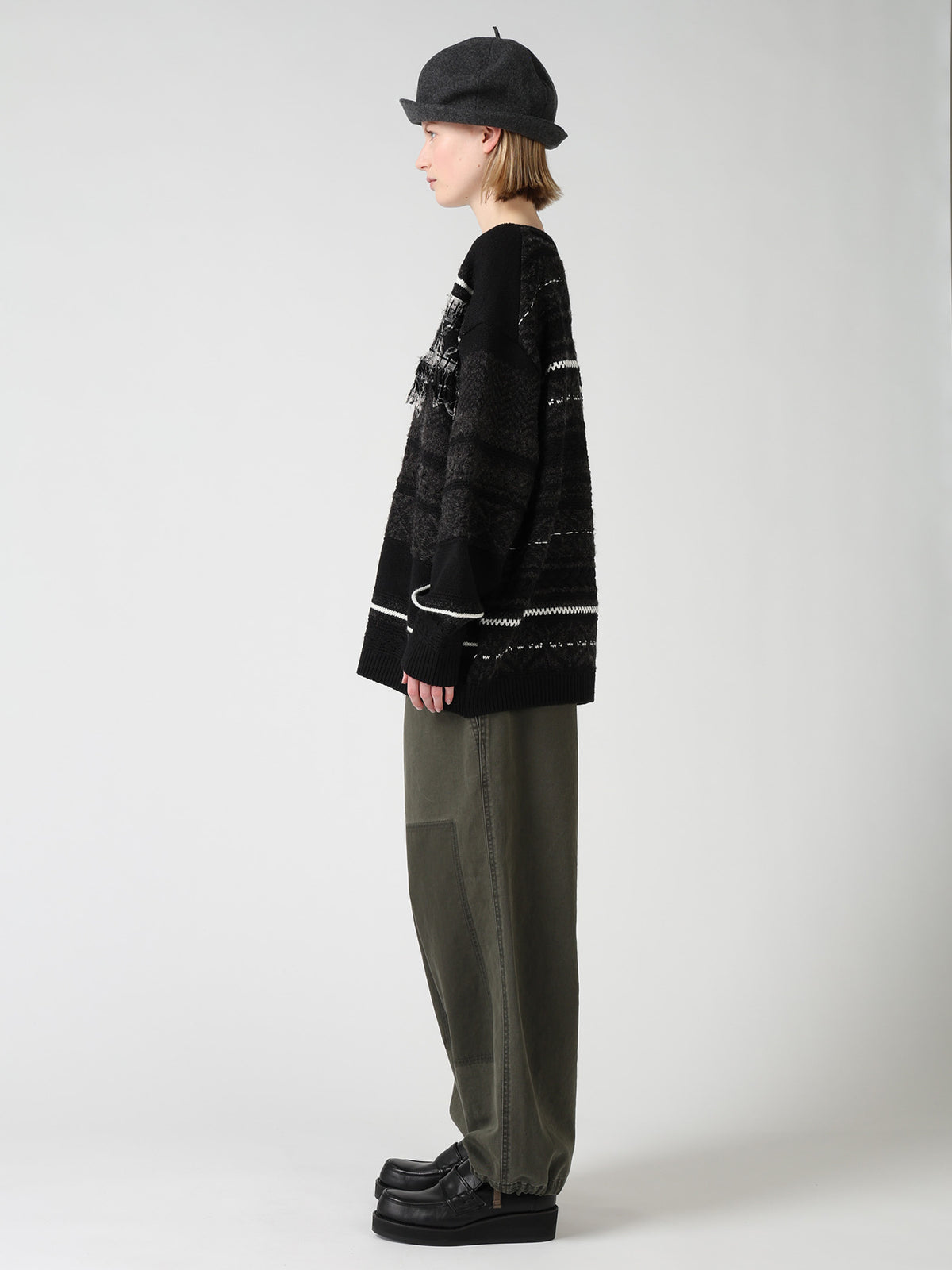 TYROLEAN JACQUARD HENLEY NECK PULLOVER