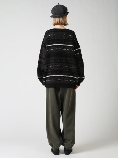 TYROLEAN JACQUARD HENLEY NECK PULLOVER