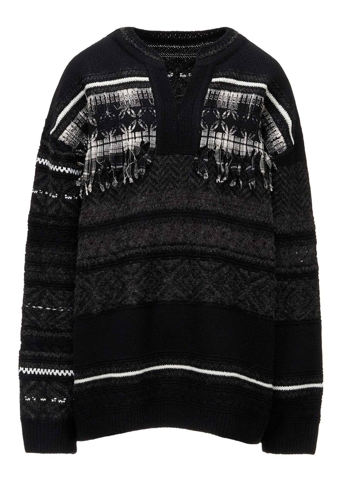 TYROLEAN JACQUARD HENLEY NECK PULLOVER