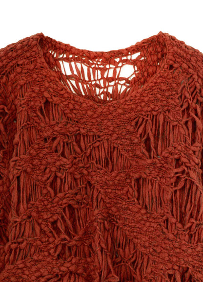 SUPER CHUNKY DISTORTED SLUB CROPPED PULLOVER