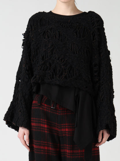 SUPER CHUNKY DISTORTED SLUB CROPPED PULLOVER