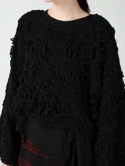 SUPER CHUNKY DISTORTED SLUB CROPPED PULLOVER