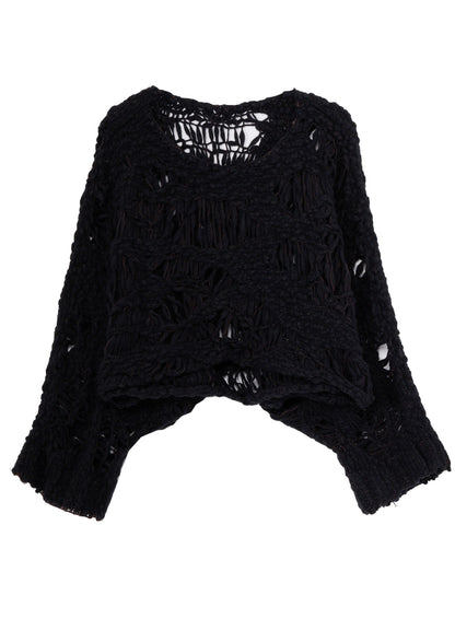 SUPER CHUNKY DISTORTED SLUB CROPPED PULLOVER