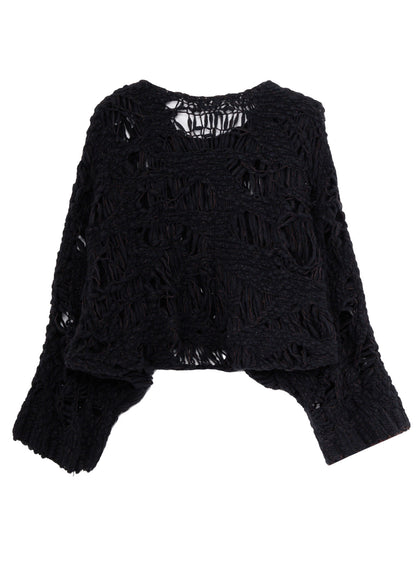 SUPER CHUNKY DISTORTED SLUB CROPPED PULLOVER