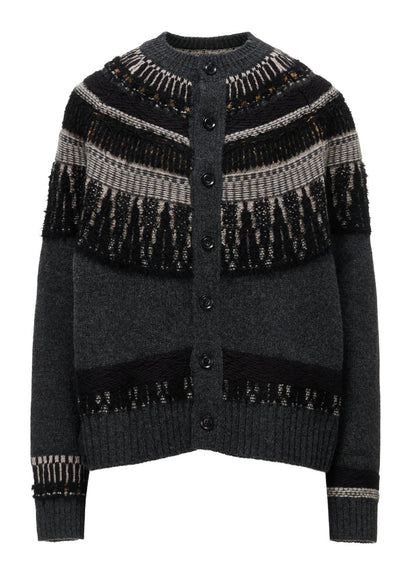 MULTI-MATERIAL NORDIC CARDIGAN