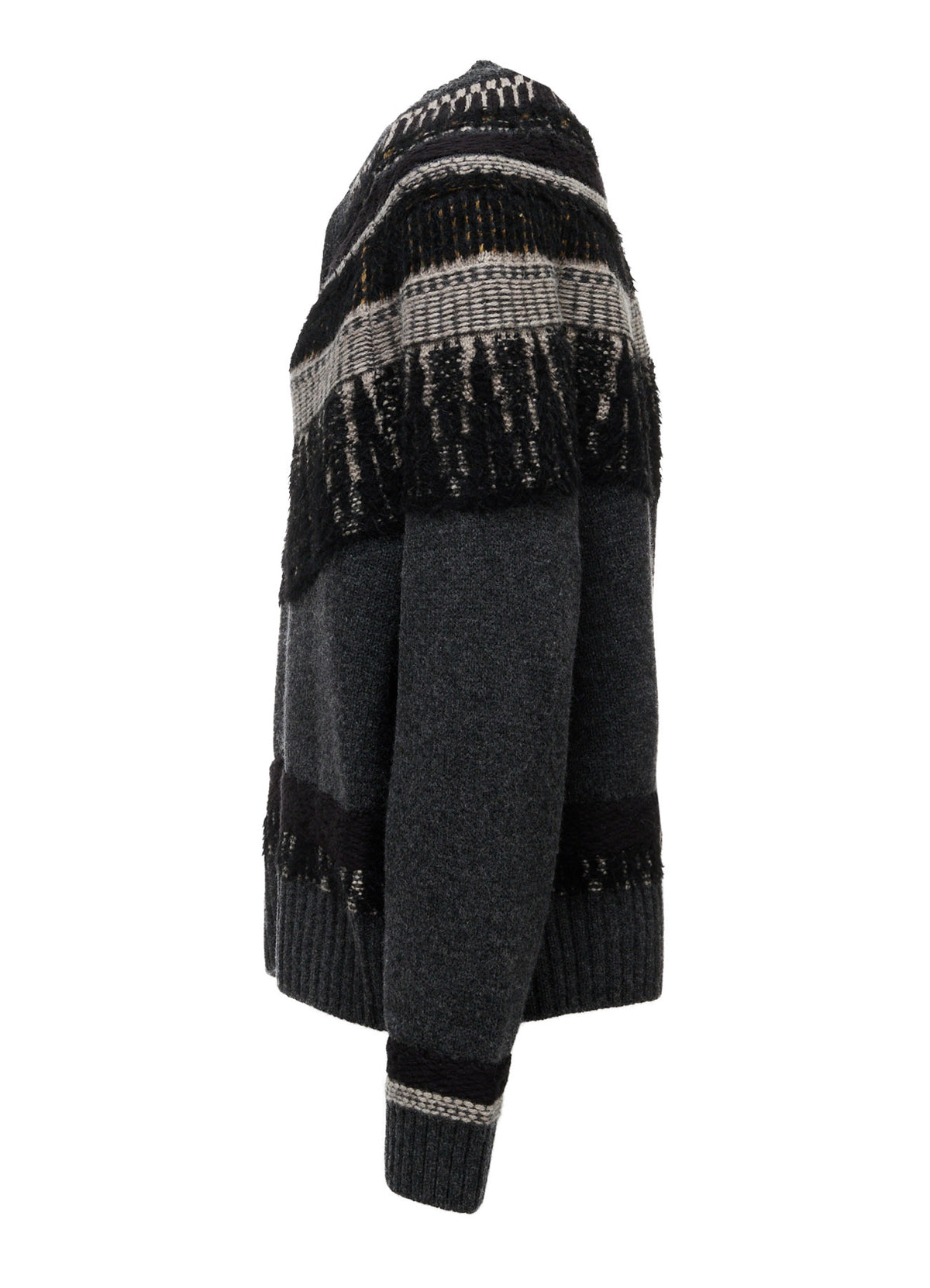 MULTI-MATERIAL NORDIC CARDIGAN