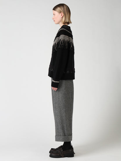 MULTI-MATERIAL NORDIC CARDIGAN
