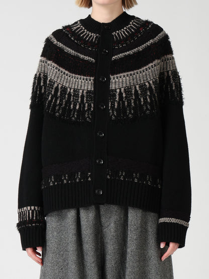 MULTI-MATERIAL NORDIC CARDIGAN