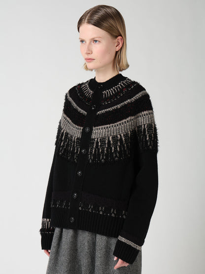 MULTI-MATERIAL NORDIC CARDIGAN