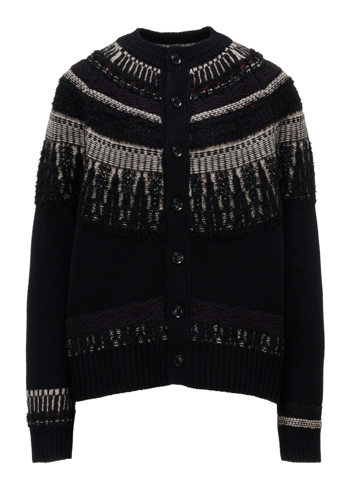 MULTI-MATERIAL NORDIC CARDIGAN
