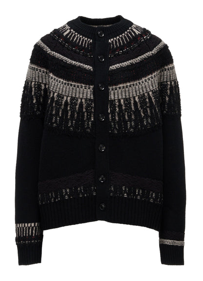 MULTI-MATERIAL NORDIC CARDIGAN