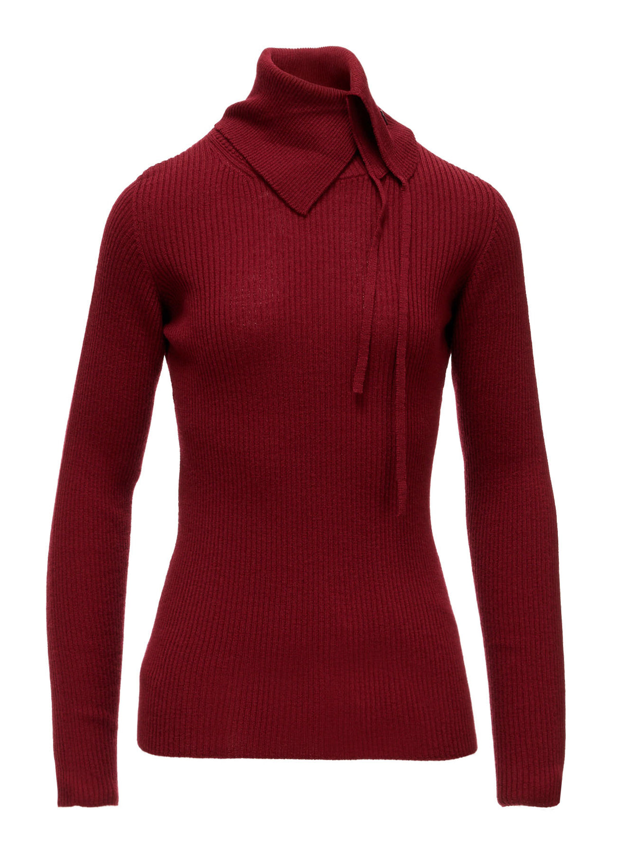 WOOL RIB 3-WAY BUTTON-UP HIGH NECK PULLOVER